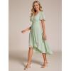 imageEverPretty Womens Chiffon Formal Dresses V Neck Ruffle Sleeves Pleated High Low Wedding Guest Dress 2084Amint Green