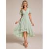 imageEverPretty Womens Chiffon Formal Dresses V Neck Ruffle Sleeves Pleated High Low Wedding Guest Dress 2084Amint Green
