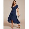 imageEverPretty Womens Chiffon Formal Dresses V Neck Ruffle Sleeves Pleated High Low Wedding Guest Dress 2084Anavy Blue