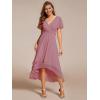 imageEverPretty Womens Chiffon Formal Dresses V Neck Ruffle Sleeves Pleated High Low Wedding Guest Dress 2084Aorchid