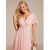 imageEverPretty Womens Chiffon Formal Dresses V Neck Ruffle Sleeves Pleated High Low Wedding Guest Dress 2084Apink
