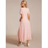 imageEverPretty Womens Chiffon Formal Dresses V Neck Ruffle Sleeves Pleated High Low Wedding Guest Dress 2084Apink