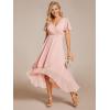 imageEverPretty Womens Chiffon Formal Dresses V Neck Ruffle Sleeves Pleated High Low Wedding Guest Dress 2084Apink