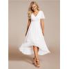 imageEverPretty Womens Chiffon Formal Dresses V Neck Ruffle Sleeves Pleated High Low Wedding Guest Dress 2084Awhite