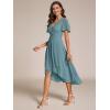 imageEverPretty Womens Chiffon Formal Dresses V Neck Ruffle Sleeves Pleated High Low Wedding Guest Dress 2084Dusty Blue