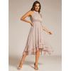 imageEverPretty Womens Halterneck Elastic Waist Glitter High Low Summer Wedding Guest Dress with Layered Ruffles Champagne US22