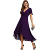 imageEverPretty Womens Chiffon Formal Dresses V Neck Ruffle Sleeves Pleated High Low Wedding Guest Dress 2084Adeep Purple