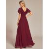 imageEverPretty Womens Double V Neck A Line Ruffle Hem Backless High Low Chiffon Bridesmaid Dresses Vestidos Elegante 01749Burgundy
