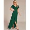imageEverPretty Womens Double V Neck A Line Ruffle Hem Backless High Low Chiffon Bridesmaid Dresses Vestidos Elegante 01749Dark Green