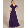 imageEverPretty Womens Double V Neck A Line Ruffle Hem Backless High Low Chiffon Bridesmaid Dresses Vestidos Elegante 01749Deep Purple
