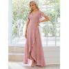 imageEverPretty Womens Double V Neck A Line Ruffle Hem Backless High Low Chiffon Bridesmaid Dresses Vestidos Elegante 01749Dusty Rose