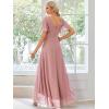imageEverPretty Womens Double V Neck A Line Ruffle Hem Backless High Low Chiffon Bridesmaid Dresses Vestidos Elegante 01749Dusty Rose
