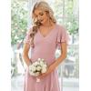 imageEverPretty Womens Double V Neck A Line Ruffle Hem Backless High Low Chiffon Bridesmaid Dresses Vestidos Elegante 01749Dusty Rose