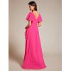 imageEverPretty Womens Double V Neck A Line Ruffle Hem Backless High Low Chiffon Bridesmaid Dresses Vestidos Elegante 01749Hot Pink