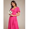 imageEverPretty Womens Double V Neck A Line Ruffle Hem Backless High Low Chiffon Bridesmaid Dresses Vestidos Elegante 01749Hot Pink