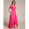imageEverPretty Womens Double V Neck A Line Ruffle Hem Backless High Low Chiffon Bridesmaid Dresses Vestidos Elegante 01749Hot Pink