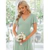 imageEverPretty Womens Double V Neck A Line Ruffle Hem Backless High Low Chiffon Bridesmaid Dresses Vestidos Elegante 01749Mint Green