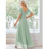 imageEverPretty Womens Double V Neck A Line Ruffle Hem Backless High Low Chiffon Bridesmaid Dresses Vestidos Elegante 01749Mint Green