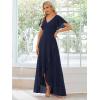 imageEverPretty Womens Double V Neck A Line Ruffle Hem Backless High Low Chiffon Bridesmaid Dresses Vestidos Elegante 01749Navy Blue