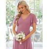 imageEverPretty Womens Double V Neck A Line Ruffle Hem Backless High Low Chiffon Bridesmaid Dresses Vestidos Elegante 01749Orchid