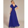 imageEverPretty Womens Double V Neck A Line Ruffle Hem Backless High Low Chiffon Bridesmaid Dresses Vestidos Elegante 01749Sapphire Blue