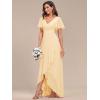 imageEverPretty Womens Double V Neck A Line Ruffle Hem Backless High Low Chiffon Bridesmaid Dresses Vestidos Elegante 01749Yellow