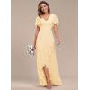 imageEverPretty Womens Double V Neck A Line Ruffle Hem Backless High Low Chiffon Bridesmaid Dresses Vestidos Elegante 01749Yellow