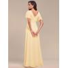 imageEverPretty Womens Double V Neck A Line Ruffle Hem Backless High Low Chiffon Bridesmaid Dresses Vestidos Elegante 01749Yellow