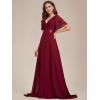 imageEverPretty Womens Formal Dress Elegant V Neck Glitter Long Sleeve Mother of The Bride Dresses Evening Gown Burgundy US04Burgundy