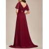 imageEverPretty Womens Formal Dress Elegant V Neck Glitter Long Sleeve Mother of The Bride Dresses Evening Gown Burgundy US04Burgundy