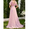 imageEverPretty Womens Formal Dress Elegant V Neck Glitter Long Sleeve Mother of The Bride Dresses Evening Gown Burgundy US04Light Purple Roses