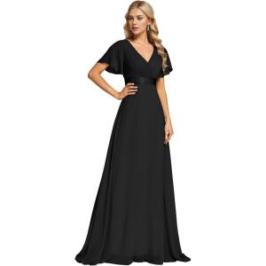 imageEverPretty Womens Formal Dress Elegant V Neck Glitter Long Sleeve Mother of The Bride Dresses Evening Gown Burgundy US04Black