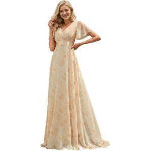 imageEverPretty Womens Formal Dress Elegant V Neck Glitter Long Sleeve Mother of The Bride Dresses Evening Gown Burgundy US04Golden Roses