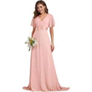 imageEverPretty Womens Formal Dress Elegant V Neck Glitter Long Sleeve Mother of The Bride Dresses Evening Gown Burgundy US04Pink