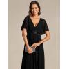imageEverPretty Womens V Neck Chiffon Applique ALine Elastic Maxi Cocktail Wedding Guest Dress Vestidos Elegante 02093Black
