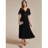 imageEverPretty Womens V Neck Chiffon Applique ALine Elastic Maxi Cocktail Wedding Guest Dress Vestidos Elegante 02093Black