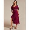 imageEverPretty Womens V Neck Chiffon Applique ALine Elastic Maxi Cocktail Wedding Guest Dress Vestidos Elegante 02093Burgundy