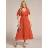 imageEverPretty Womens V Neck Chiffon Applique ALine Elastic Maxi Cocktail Wedding Guest Dress Vestidos Elegante 02093Burnt Orange