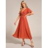 imageEverPretty Womens V Neck Chiffon Applique ALine Elastic Maxi Cocktail Wedding Guest Dress Vestidos Elegante 02093Burnt Orange