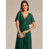 imageEverPretty Womens V Neck Chiffon Applique ALine Elastic Maxi Cocktail Wedding Guest Dress Vestidos Elegante 02093Dark Green