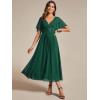 imageEverPretty Womens V Neck Chiffon Applique ALine Elastic Maxi Cocktail Wedding Guest Dress Vestidos Elegante 02093Dark Green