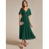 imageEverPretty Womens V Neck Chiffon Applique ALine Elastic Maxi Cocktail Wedding Guest Dress Vestidos Elegante 02093Dark Green