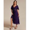 imageEverPretty Womens V Neck Chiffon Applique ALine Elastic Maxi Cocktail Wedding Guest Dress Vestidos Elegante 02093Deep Purple