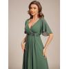imageEverPretty Womens V Neck Chiffon Applique ALine Elastic Maxi Cocktail Wedding Guest Dress Vestidos Elegante 02093Eucalyptus