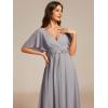 imageEverPretty Womens V Neck Chiffon Applique ALine Elastic Maxi Cocktail Wedding Guest Dress Vestidos Elegante 02093Grey