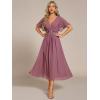 imageEverPretty Womens V Neck Chiffon Applique ALine Elastic Maxi Cocktail Wedding Guest Dress Vestidos Elegante 02093Orchid
