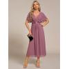 imageEverPretty Womens V Neck Chiffon Applique ALine Elastic Maxi Cocktail Wedding Guest Dress Vestidos Elegante 02093Orchid