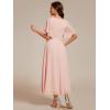 imageEverPretty Womens V Neck Chiffon Applique ALine Elastic Maxi Cocktail Wedding Guest Dress Vestidos Elegante 02093Pink