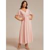 imageEverPretty Womens V Neck Chiffon Applique ALine Elastic Maxi Cocktail Wedding Guest Dress Vestidos Elegante 02093Pink