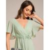imageEverPretty Womens V Neck Chiffon Applique ALine Elastic Maxi Cocktail Wedding Guest Dress Vestidos Elegante 02093Sege Green